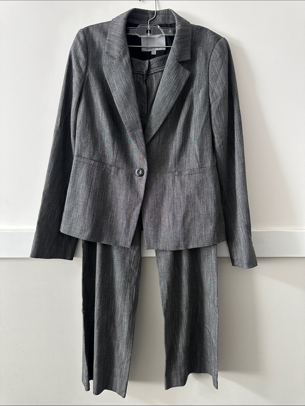 Gray Pinstripe Women's 3 piece Suit Jacket and Pants and skirt